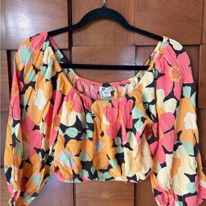 Billabong Multicolor Floral Off-Shoulder Crop Top
